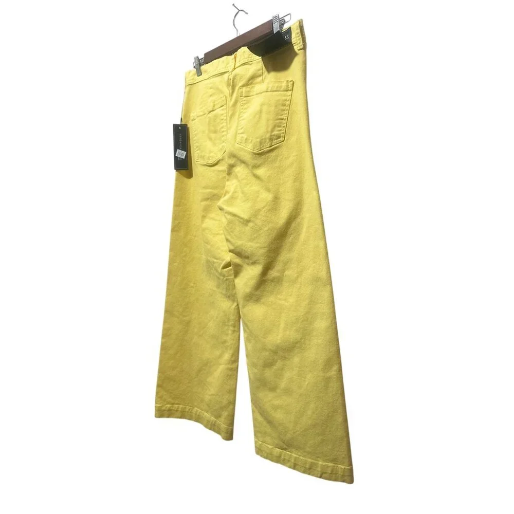 Veronica Beard Cynthia Crop Wide Leg Jeans Womens 30 Yellow Button Fly High Rise - Picture 14 of 15